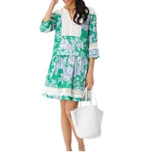 Tuckernuck Green Pippa Flora Fringe Mini Dress Size Small